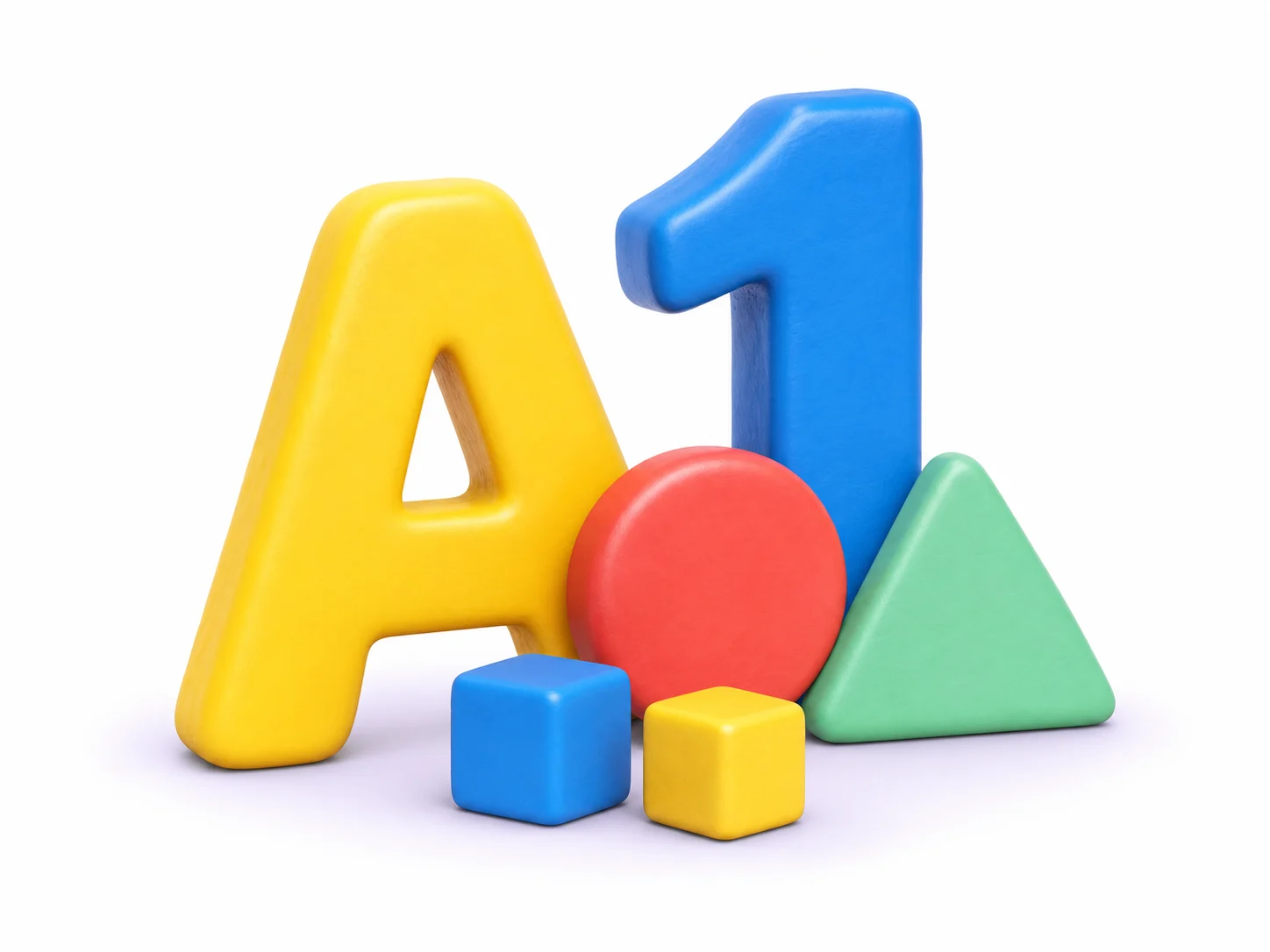Colorful letter, number, circle, triangle, and building blocks